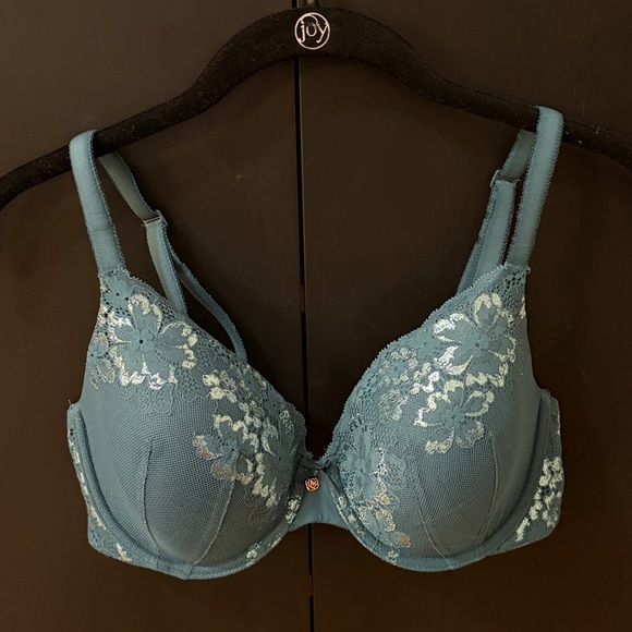 Victoria's Secret Deep Teal Floral Lace Bra - 34D - Picture 8 of 10